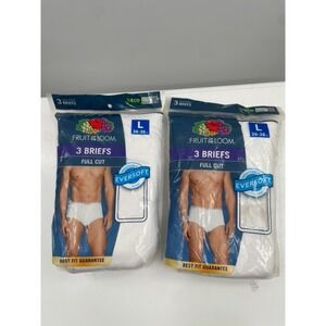 NWT Fruit of the Loom Cotton Full Cut Briefs Men's Stretch Large - 2 Packs of 3
